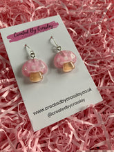 Load image into Gallery viewer, Pink Mushroom Charm Earrings
