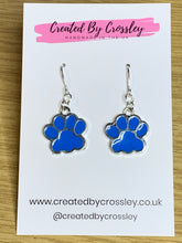 Load image into Gallery viewer, Blue Paw Charm Earrings
