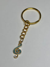 Load image into Gallery viewer, Light Blue Music Charm Keyring
