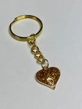 Load image into Gallery viewer, Gold Glitter Heart Keyring
