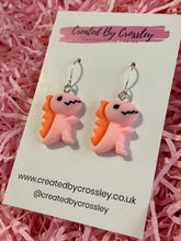 Load image into Gallery viewer, Light Pink Dinosaur Charm Earrings
