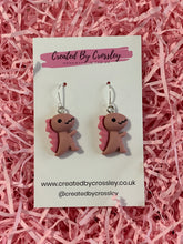 Load image into Gallery viewer, Purple Dinosaur Charm Earrings
