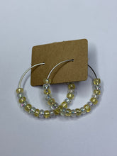 Load image into Gallery viewer, Yellow and White Beaded Hoop Earrings
