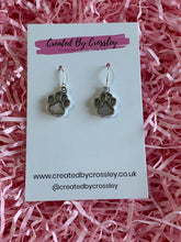 Load image into Gallery viewer, Textured Paw Print Charm Earrings
