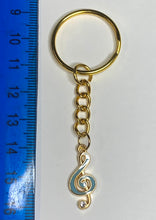 Load image into Gallery viewer, Light Blue Music Charm Keyring
