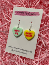 Load image into Gallery viewer, Sweetheart Quote Heart Charm Earrings
