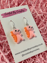 Load image into Gallery viewer, Light Pink Dinosaur Charm Earrings
