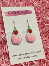 Load image into Gallery viewer, Strawberry Cupcake Charm Earrings
