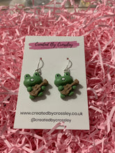 Load image into Gallery viewer, Guitar Frog Charm Earrings
