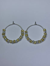 Load image into Gallery viewer, Yellow and White Beaded Hoop Earrings
