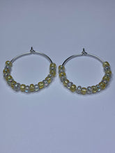 Load image into Gallery viewer, Yellow and White Beaded Hoop Earrings
